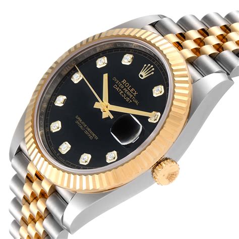 rolex datejust yellow gold black dial|More.